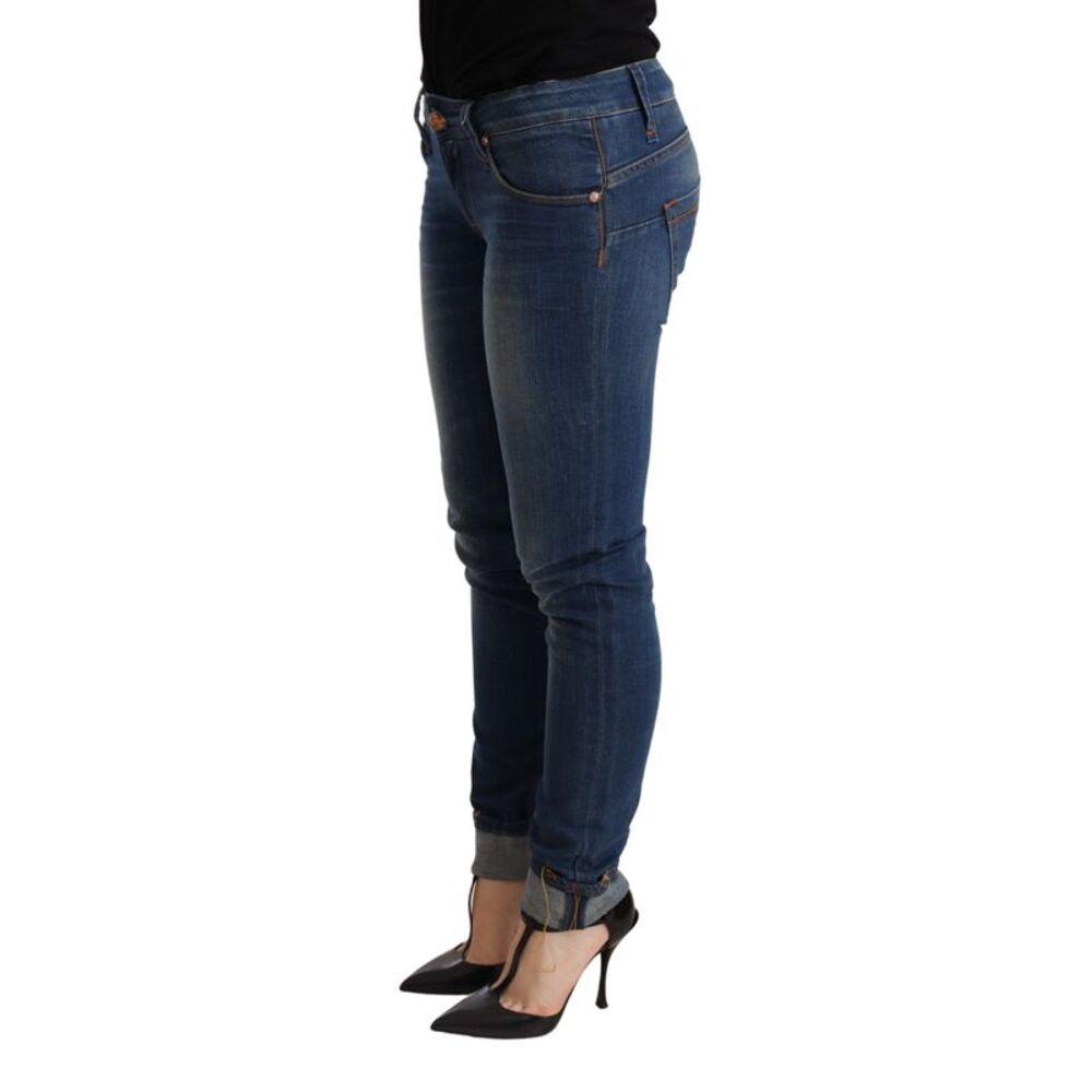 Acht Blue Washed Low Waist Skinny Denim Jeans Women's Pant